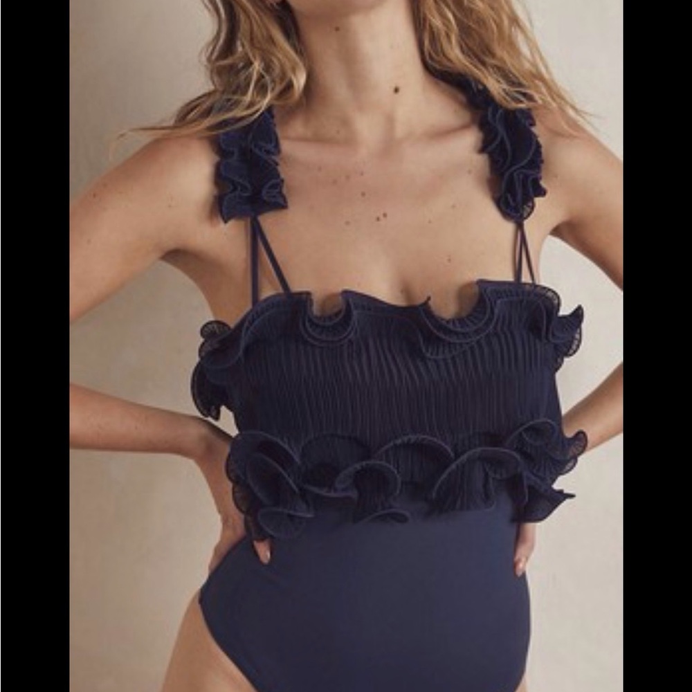 Joie Charcoal Ruffled Swimsuit